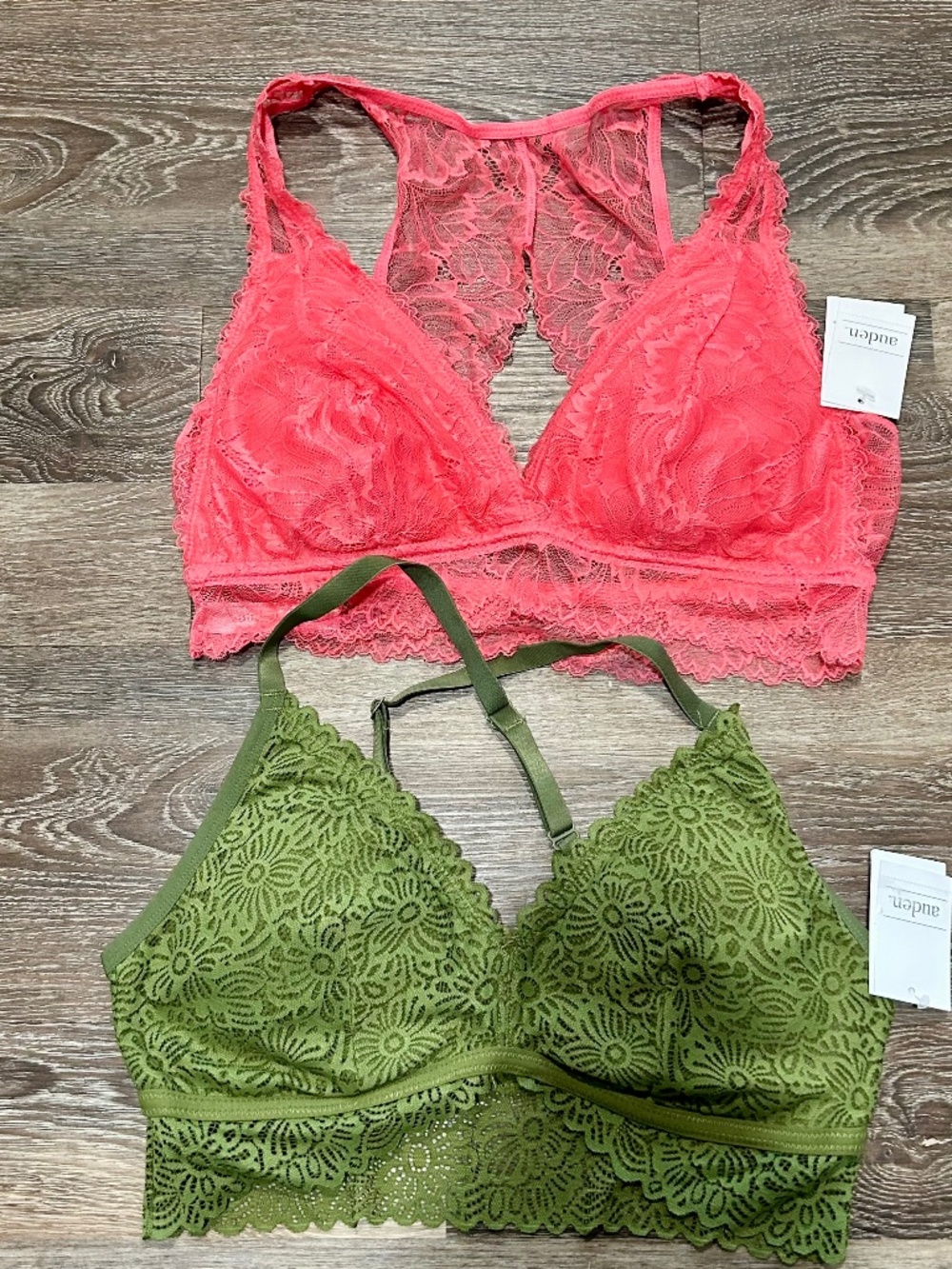 Auden Size Large Set of 2 Lace Lightly Lined Bralettes New With Tags